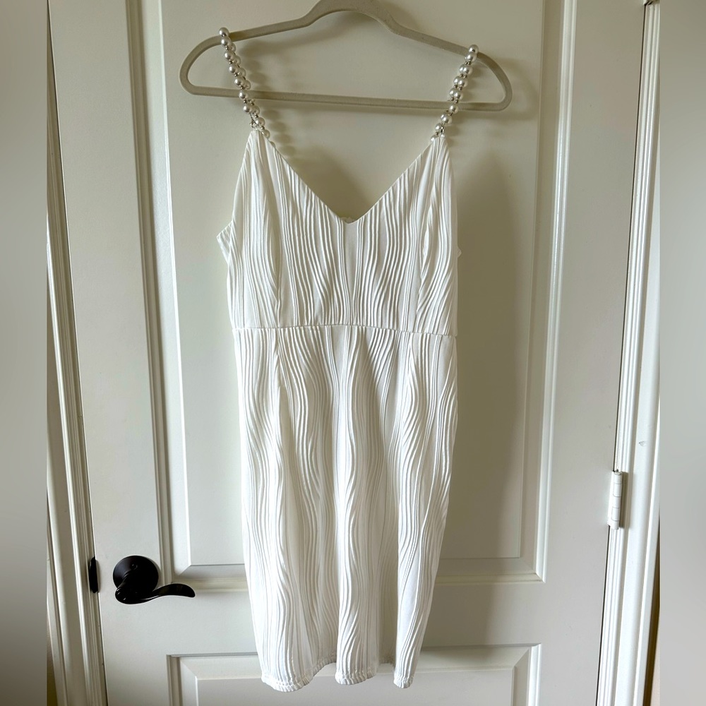 Water ripple texture pearl mini dress